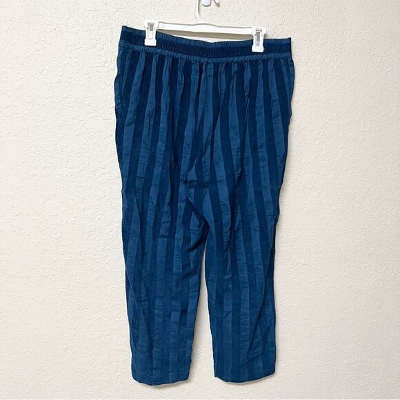 The Odells Blue Cropped Striped Pants Pull On Pockets Size L - Picture 3 of 6